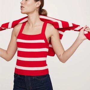 Banana Republic Red and Light Pink Cashmere Tank Top